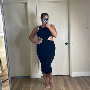 NWT Meshki black & white midi cutout dress XL